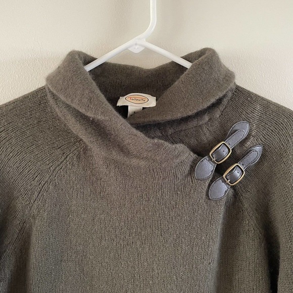 Talbots Shawl Collar Sweater Women’s Size Large Lamb’s Wool Angora Dark Green - Picture 2 of 5